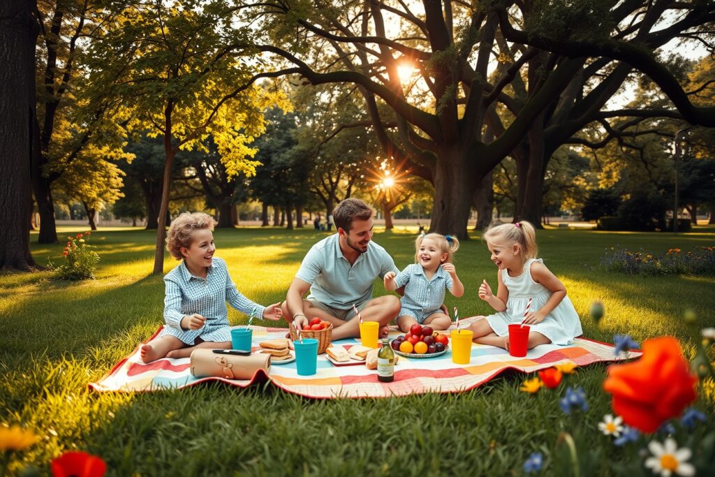 A Heartwarming Family Picnic in the Park – free AI stock image