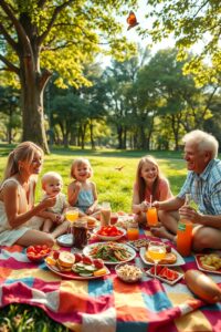 A Heartwarming Family Picnic in the Park – free AI stock image
