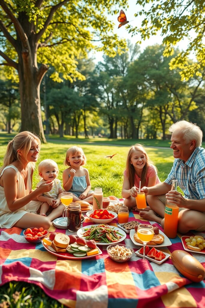 A Heartwarming Family Picnic in the Park – free AI stock image