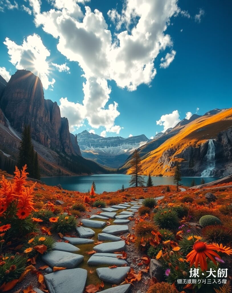 A Journey Through Serene Mountain Trails – free AI stock image