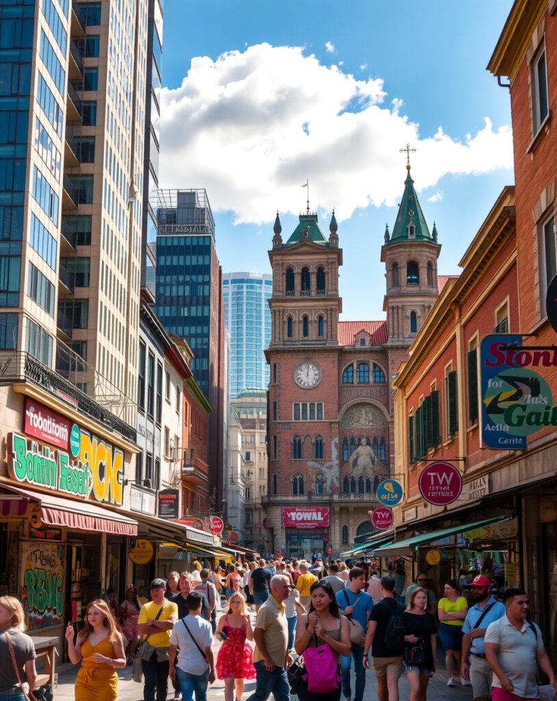 A Journey Through Vibrant City Streets – free AI stock image