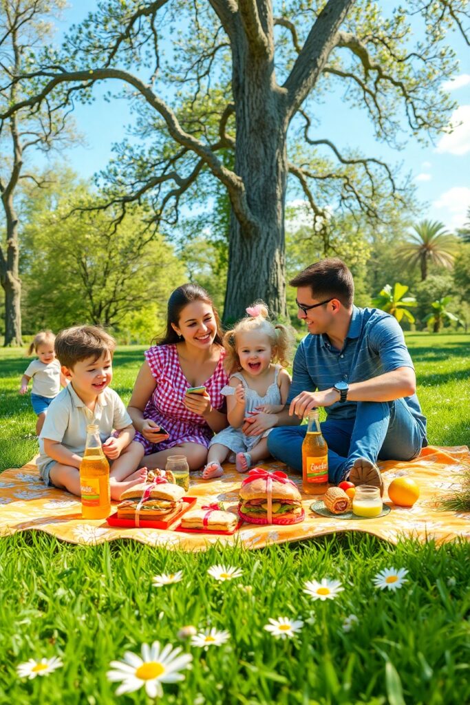 A Joyful Family Picnic in the Park – free AI stock image