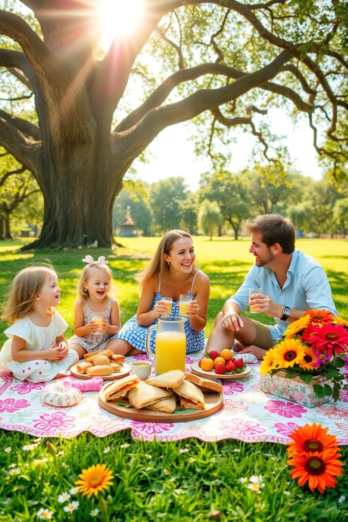 A Joyful Family Picnic in the Park – free AI stock image