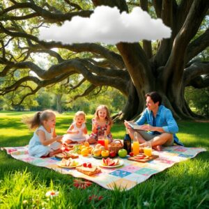 A Joyful Family Picnic in the Park – free AI stock image