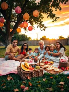 A Loving Family Gathering at Sunset – free AI stock image