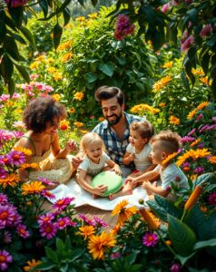 A Loving Family Gathering in the Garden – free AI stock image
