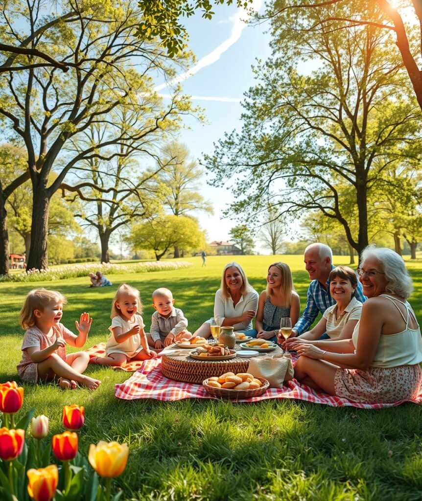 A Loving Family Gathering Together Outdoors – free AI stock image