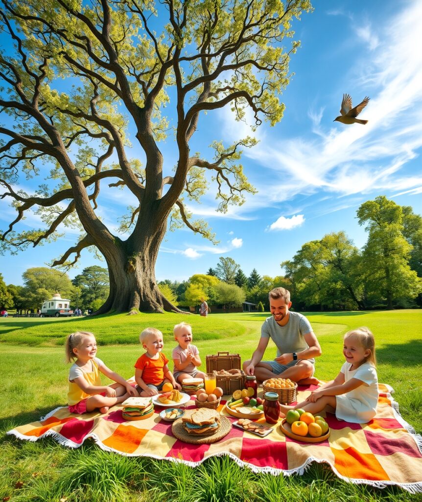 A Loving Family Picnic in the Park – free AI stock image