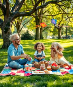 A Loving Family Picnic in the Park – free AI stock image