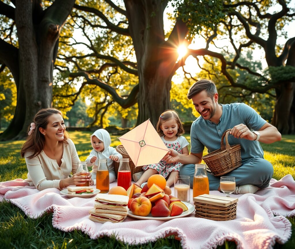 A Loving Family Picnic Under the Trees – free AI stock image