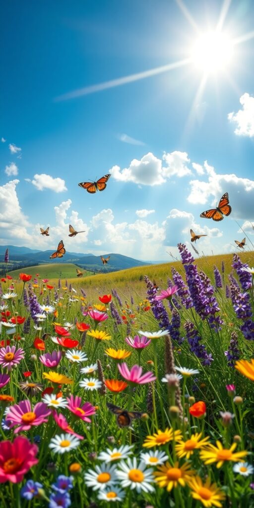 A Meadow Brimming with Colorful Blossoms – free AI stock image