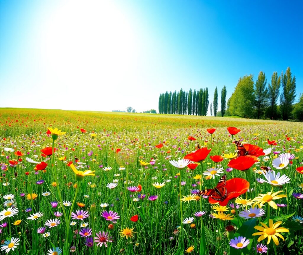 A Meadow of Colorful Blooming Flowers – free AI stock image