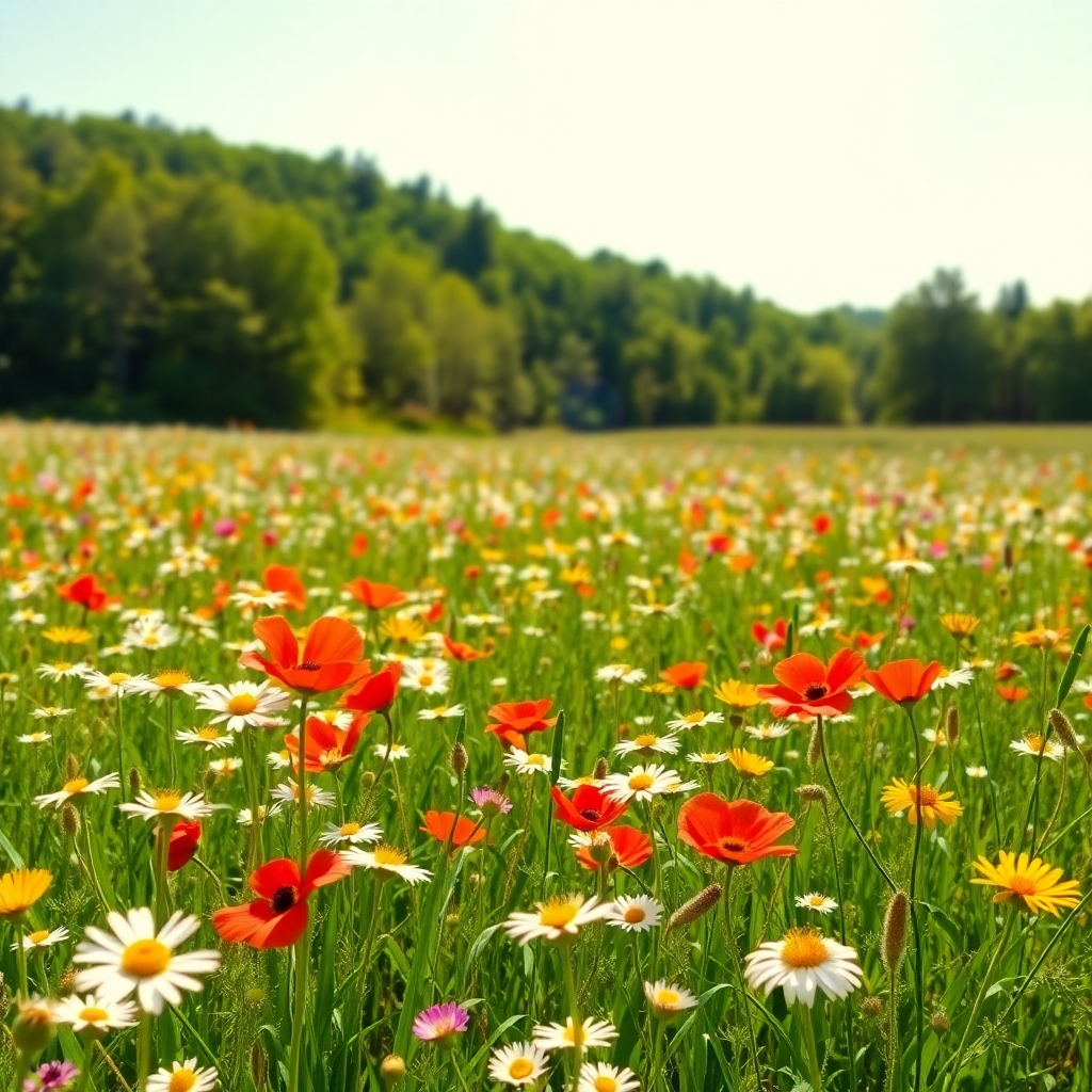 A Meadow of Vibrant Wildflowers in Bloom – free AI stock image
