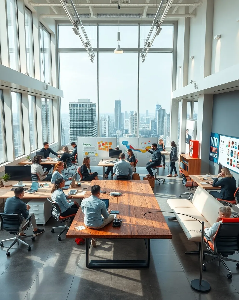 A Modern Office with Collaborating Teams