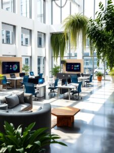 A Modern Office with Collaborative Workspaces – free AI stock image