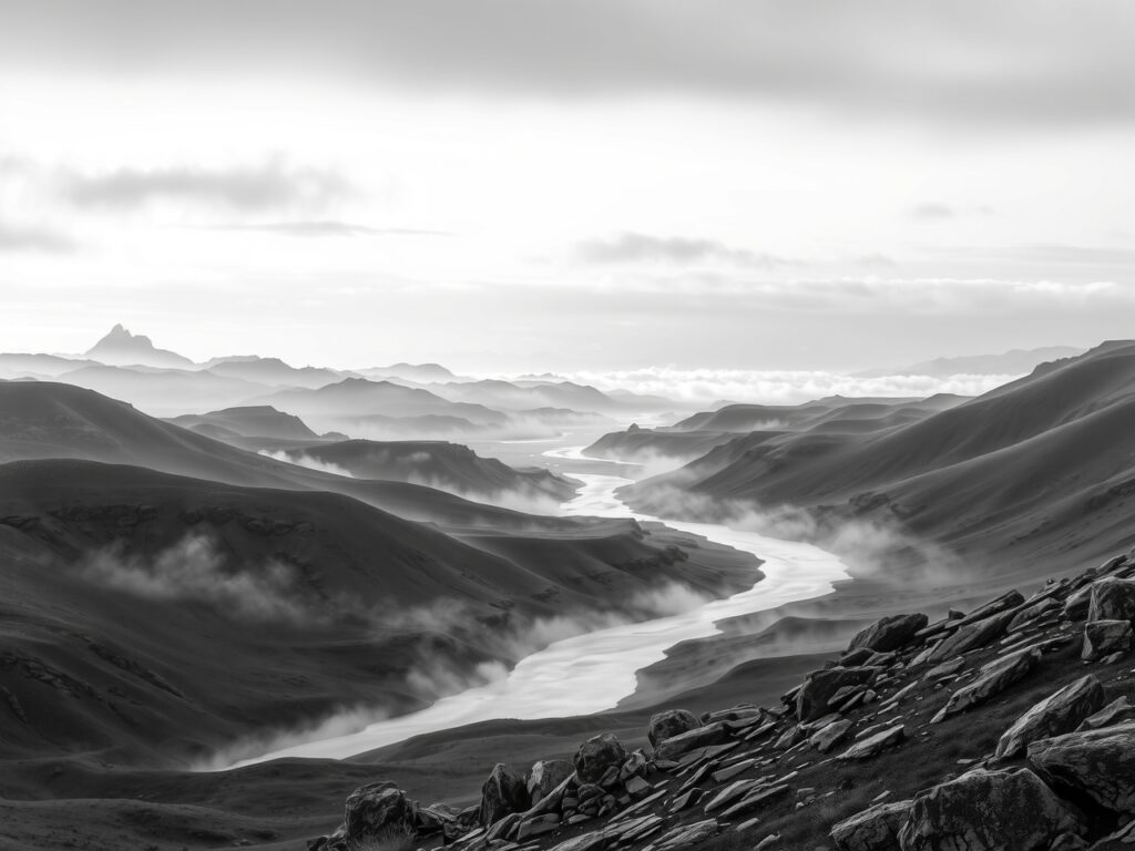 A Monochrome Abstract Landscape – free AI stock image