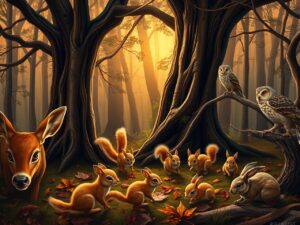 A Serenade of Forest Animals at Dusk – free AI stock image
