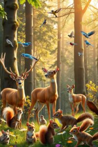 A Serenade of Forest Animals Gathering – free AI stock image