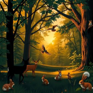 A Serenade of Forest Creatures at Dusk – free AI stock image