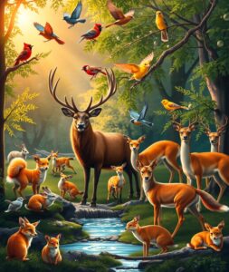 A Serenade of Woodland Animals in Harmony – free AI stock image