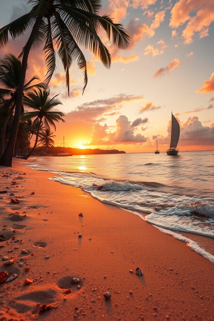 A Serene Beach at Sunset – free AI stock image