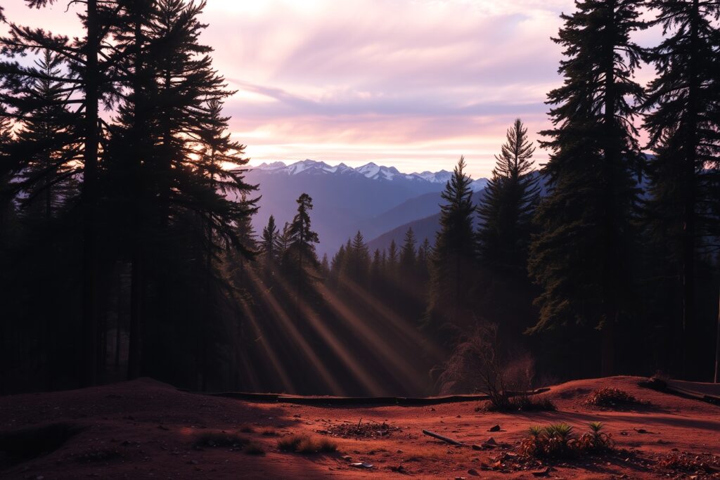 A Serene Forest Background at Dusk – free AI stock image