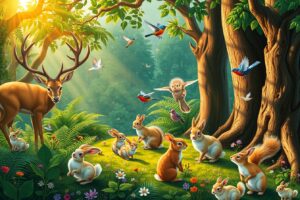 A Serene Gathering of Forest Animals – free AI stock image