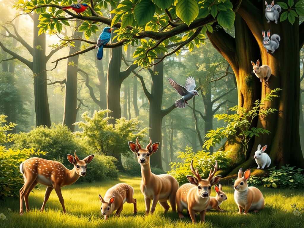 A Serene Gathering of Forest Animals – free AI stock image