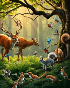 A Serene Gathering of Forest Animals – free AI stock image