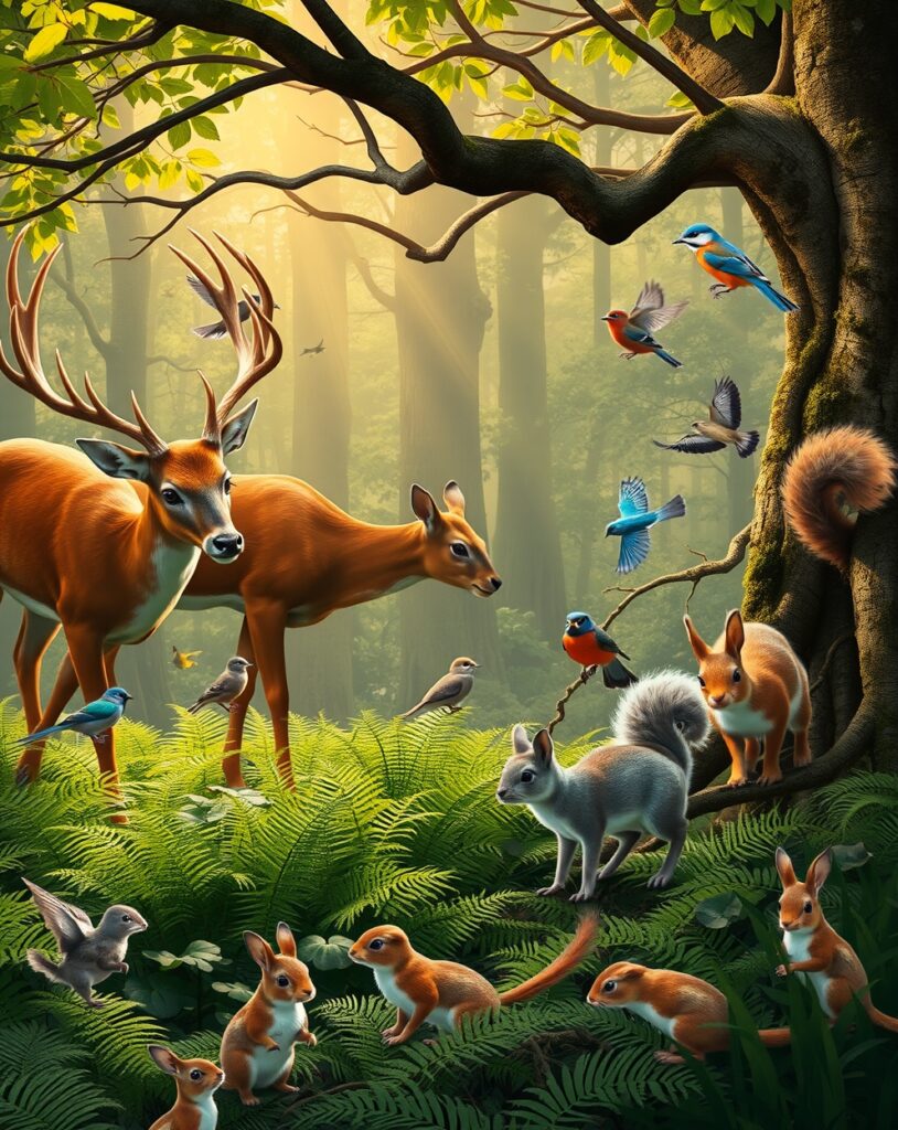 A Serene Gathering of Forest Animals – free AI stock image