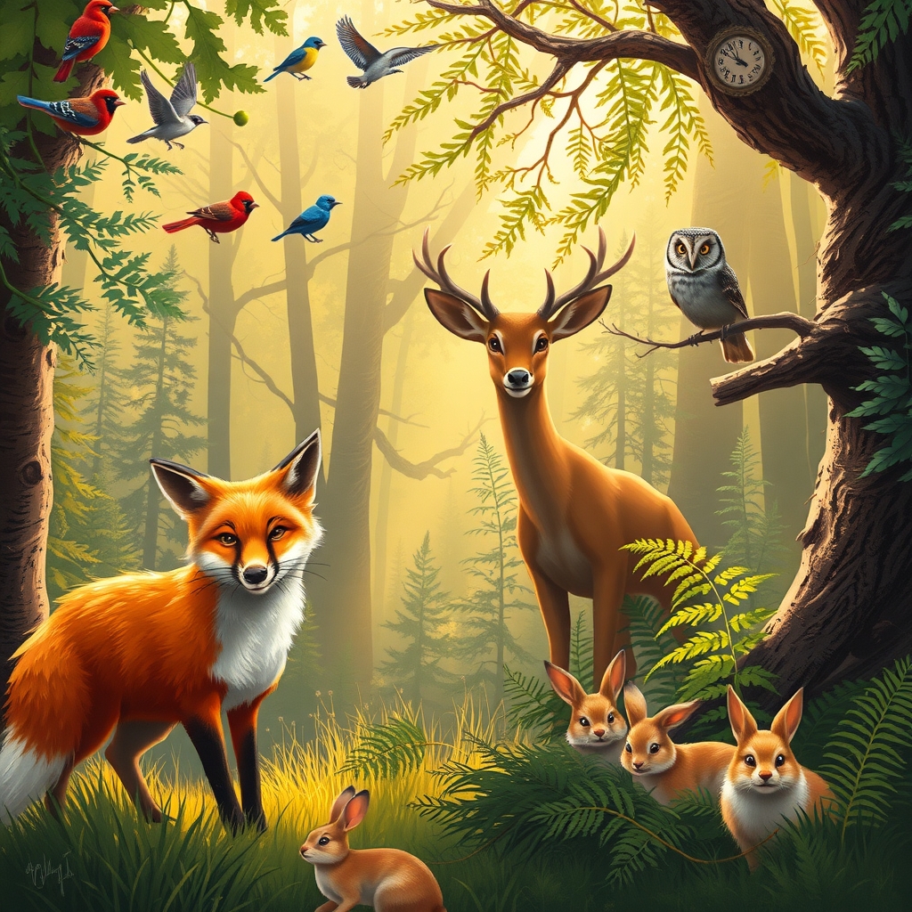 A Serene Gathering of Nature’s Creatures – free AI stock image