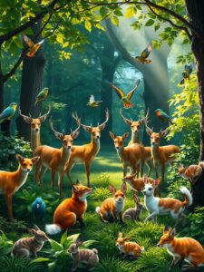 A Serene Gathering of Wild Animals – free AI stock image