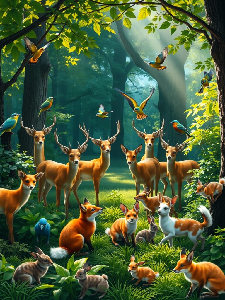 A Serene Gathering of Wild Animals – free AI stock image