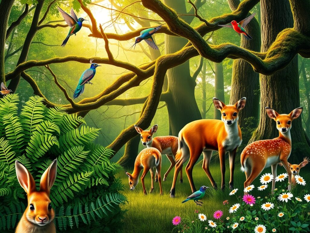 A Serene Gathering of Woodland Creatures – free AI stock image