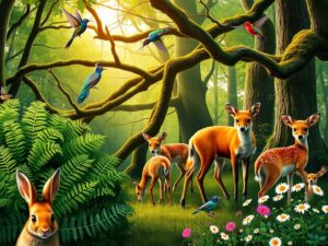 A Serene Gathering of Woodland Creatures – free AI stock image
