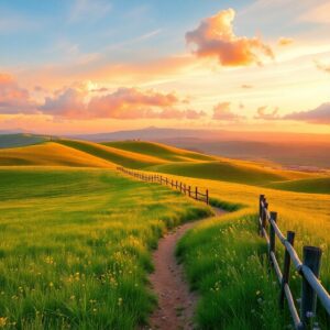 A Serene Journey Through Endless Fields – free AI stock image
