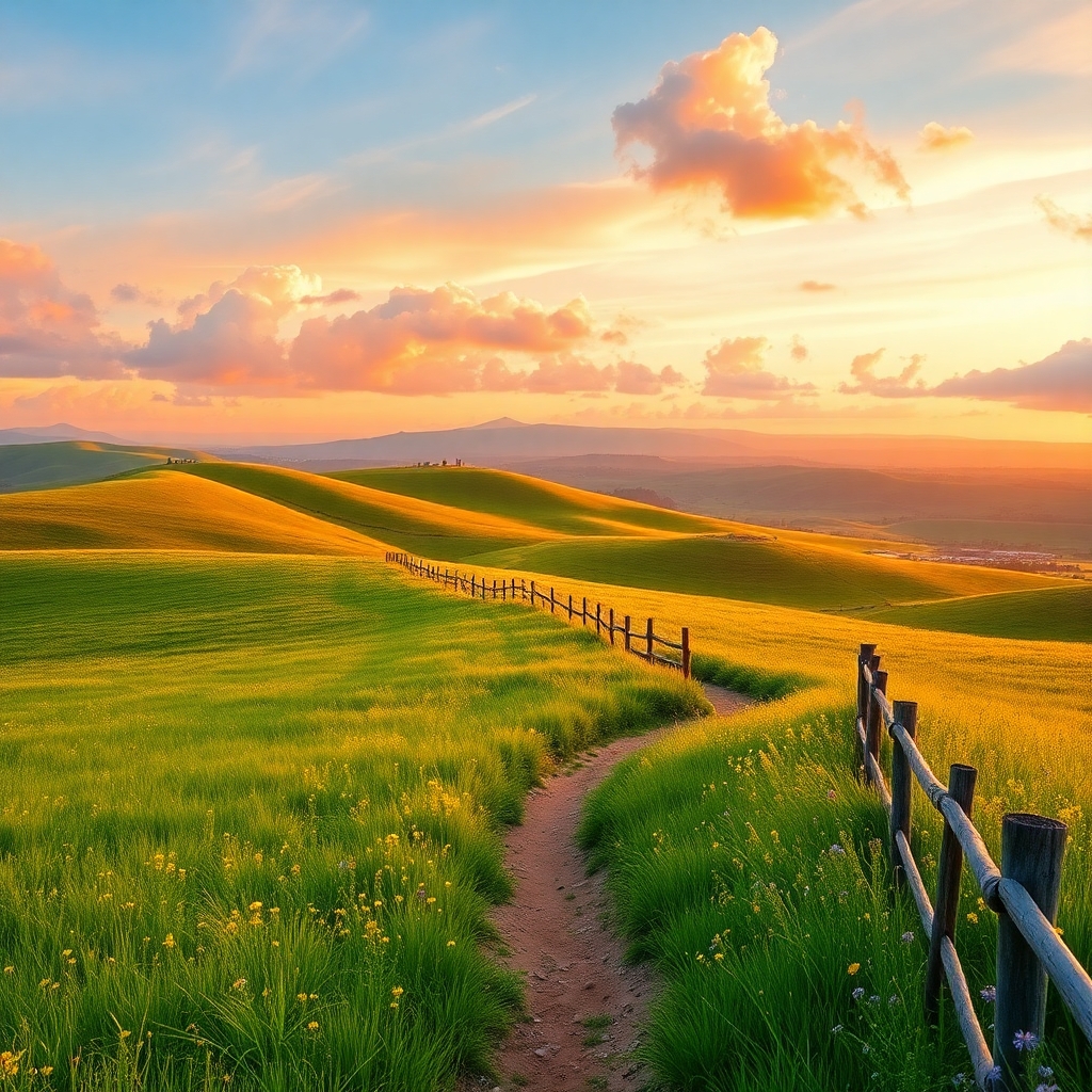 A Serene Journey Through Endless Fields – free AI stock image