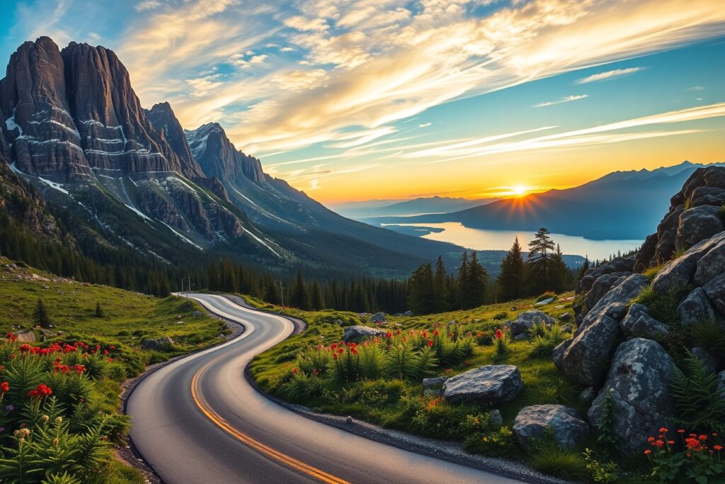 A Serene Journey Through Majestic Mountains – free AI stock image