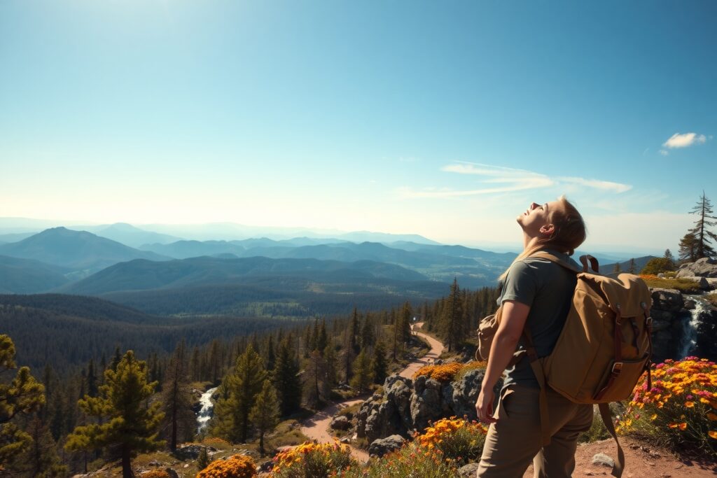 A Serene Journey Through Majestic Mountains – free AI stock image