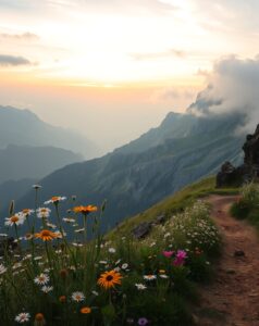 A Serene Journey Through Misty Mountains – free AI stock image