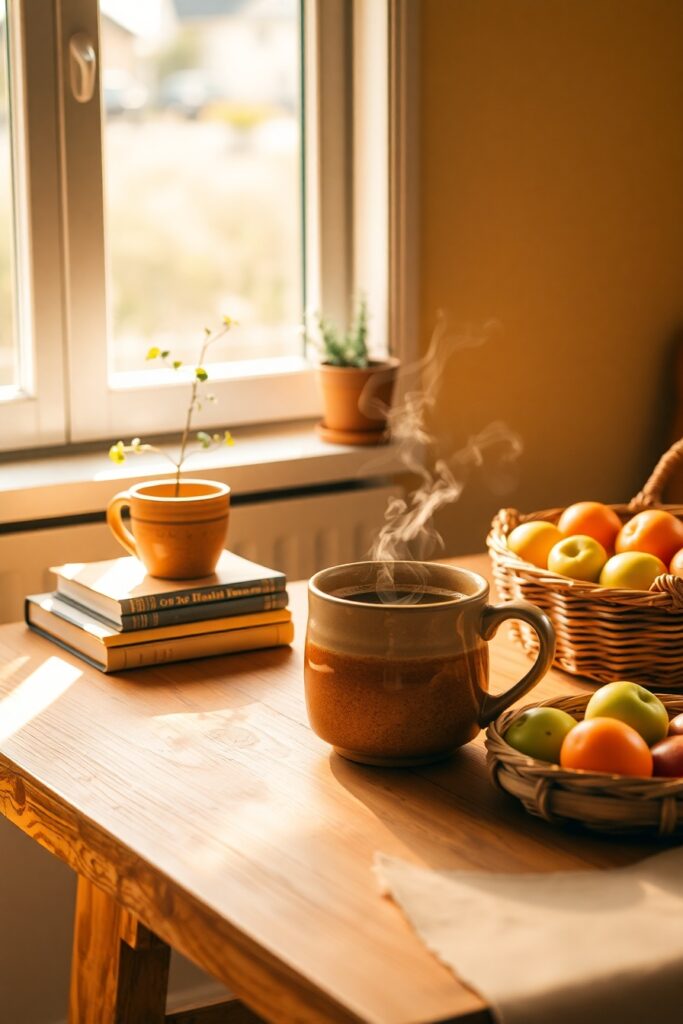 A Serene Morning Coffee Routine – free AI stock image