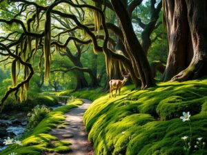 A Serene Walk Through the Ancient Forest – free AI stock image