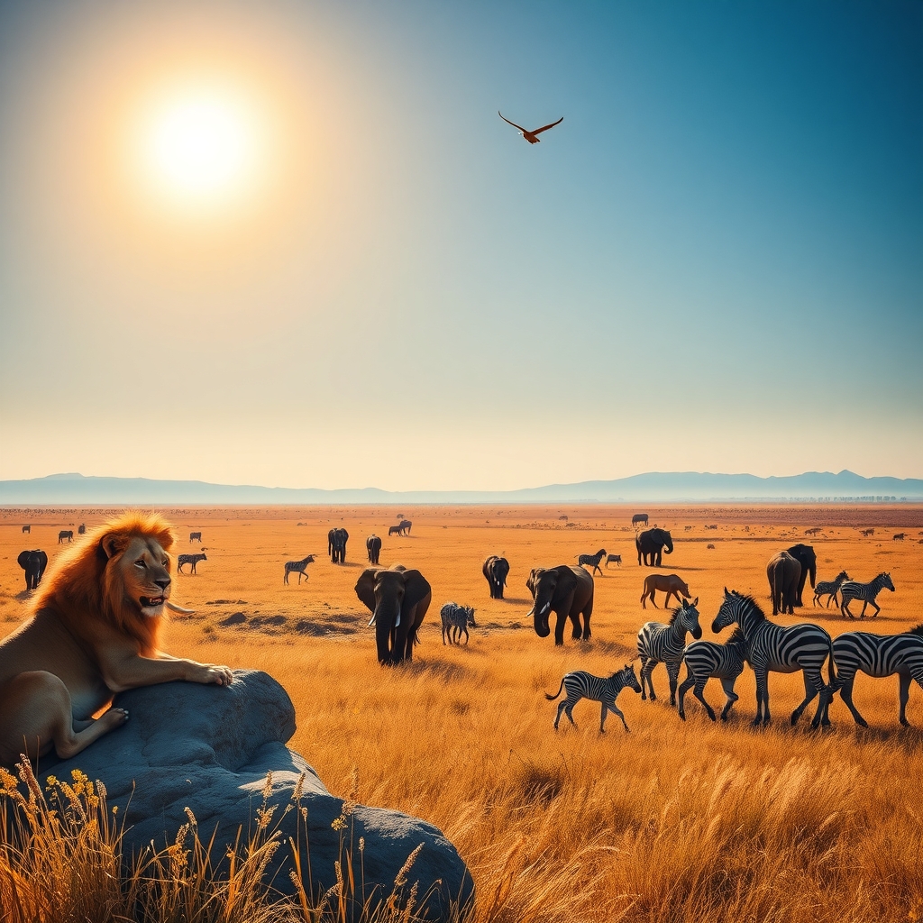 A Serengeti Scene with Majestic Wild Animals – free AI stock image
