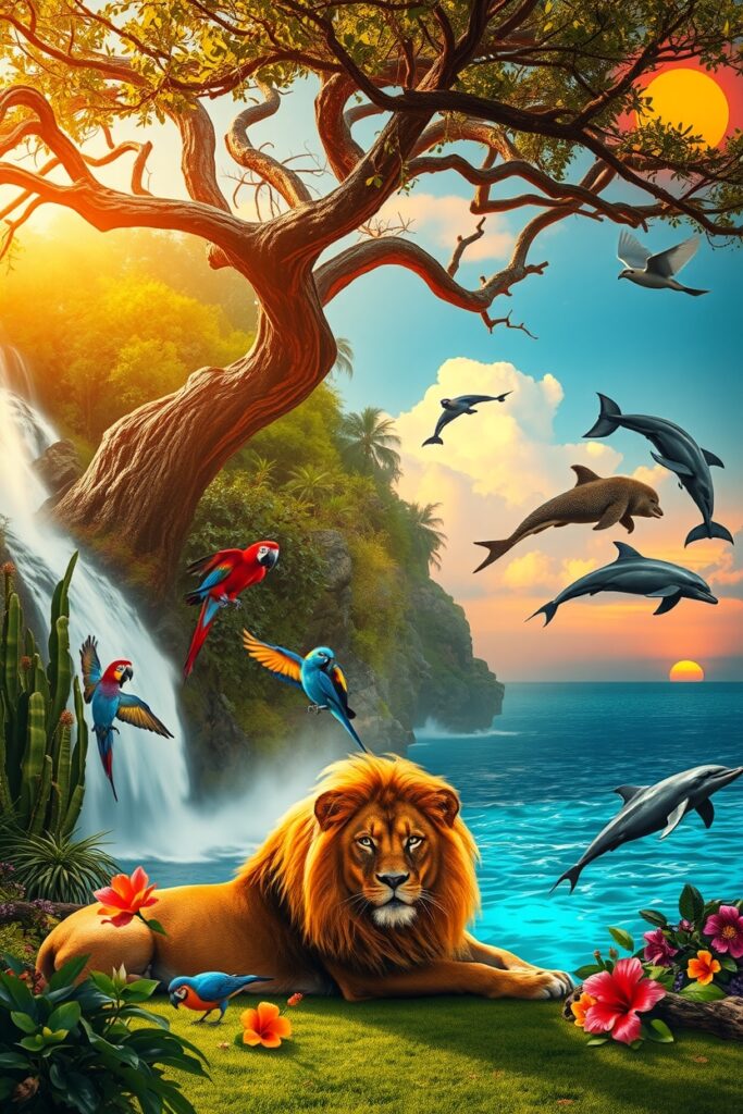 A Splendid Serenade of Wild Animals – free AI stock image