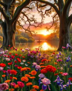 A Symphony of Vibrant Colours in Nature – free AI stock image