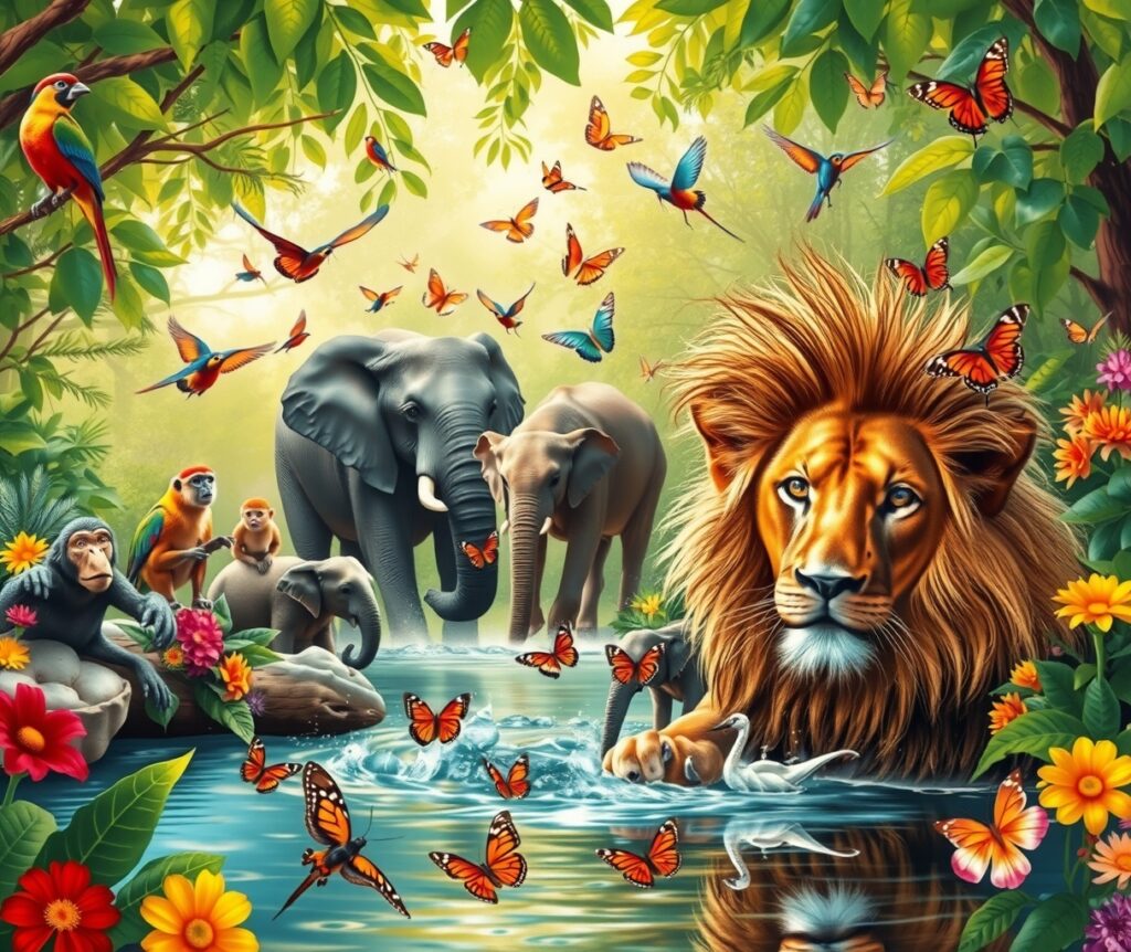 A Symphony of Wildlife in Nature’s Haven – free AI stock image