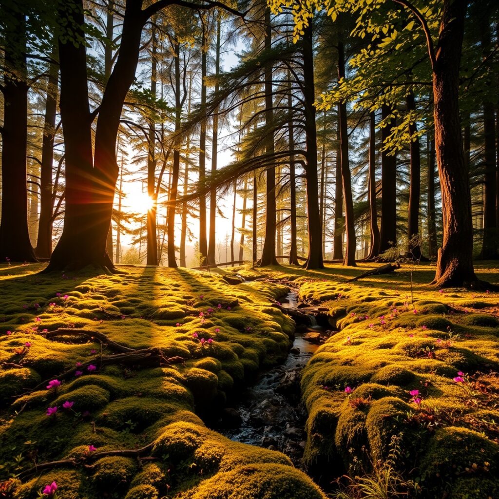 A Tranquil Forest Glade at Dusk – free AI stock image