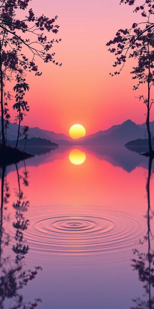 A Tranquil Lake Reflecting a Dusk – free AI stock image