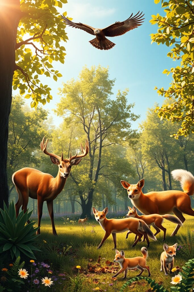 A Tranquil Scene of Wild Animals in Nature – free AI stock image