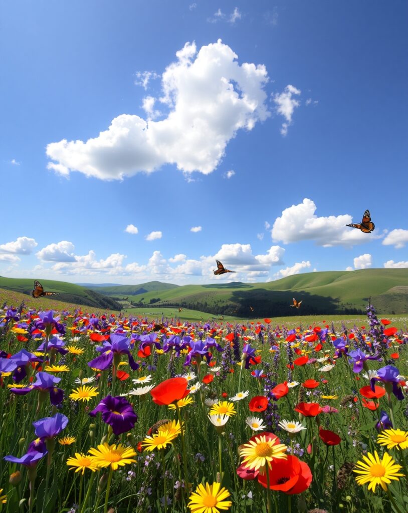 A Vibrant Bloom of Wildflowers in Spring – free AI stock image